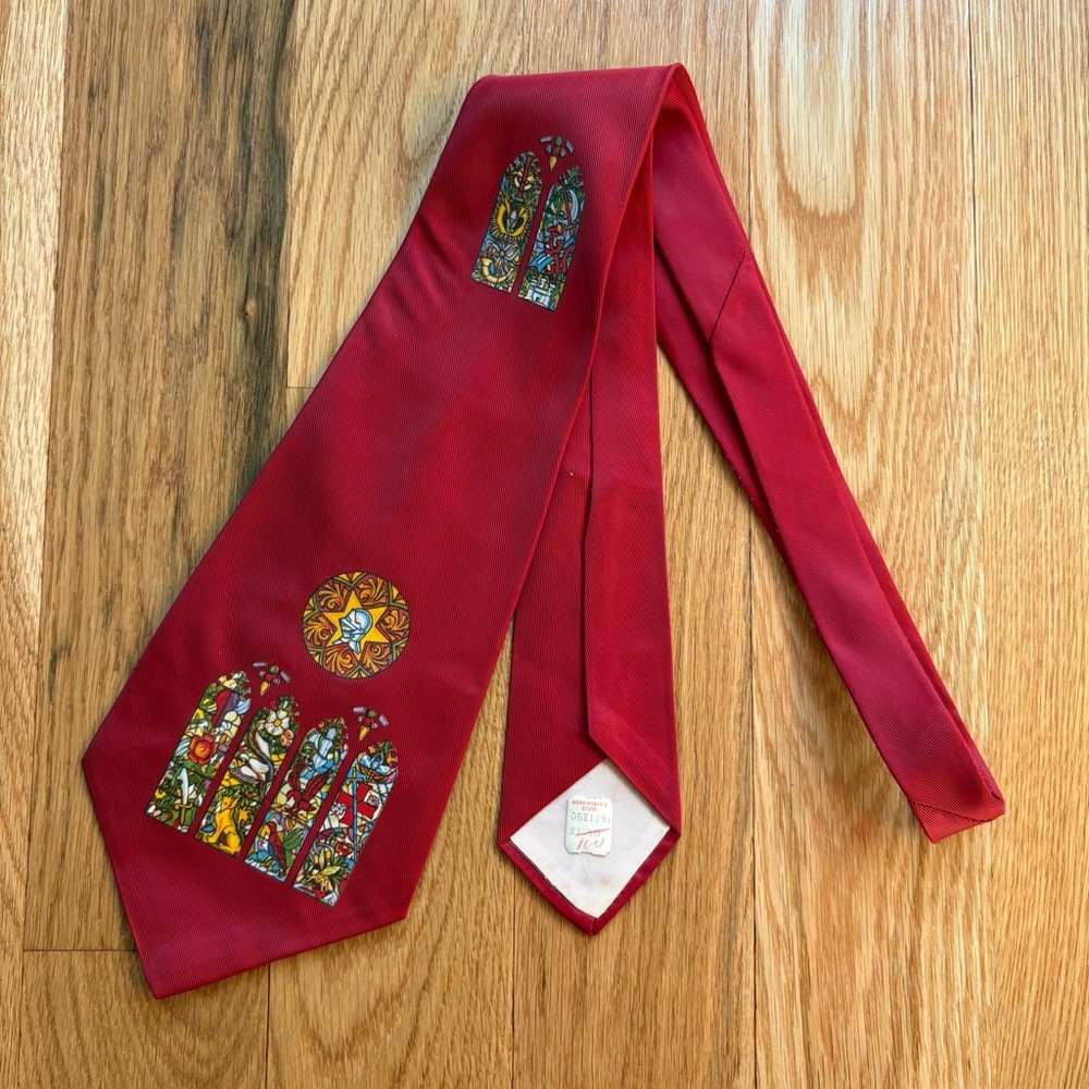 NOS Cutter Cravat Vintage 40s 50s Art Deco Stained Glass Swing Wide Necktie Tie